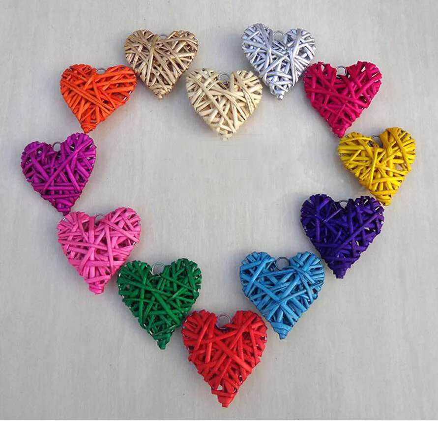 

10pcs 10cm Colorful Artificial Willow Knitting Hearts For Wedding Party Home Office Hotel Hanging Decoration