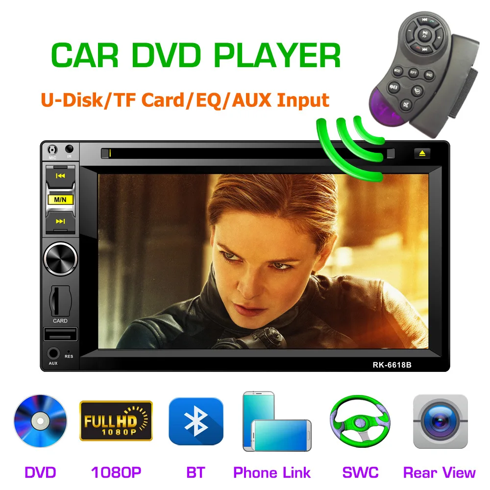 Автомобильный мультимедийный плеер 2DIN автомобильный DVD с сенсорным экраном 6 2