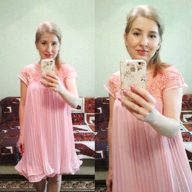 Элегантный Для женщин Платья для женщин Марка Vestidos мода абрикос короткий рукав Кружево плиссированные шифоновые Вы