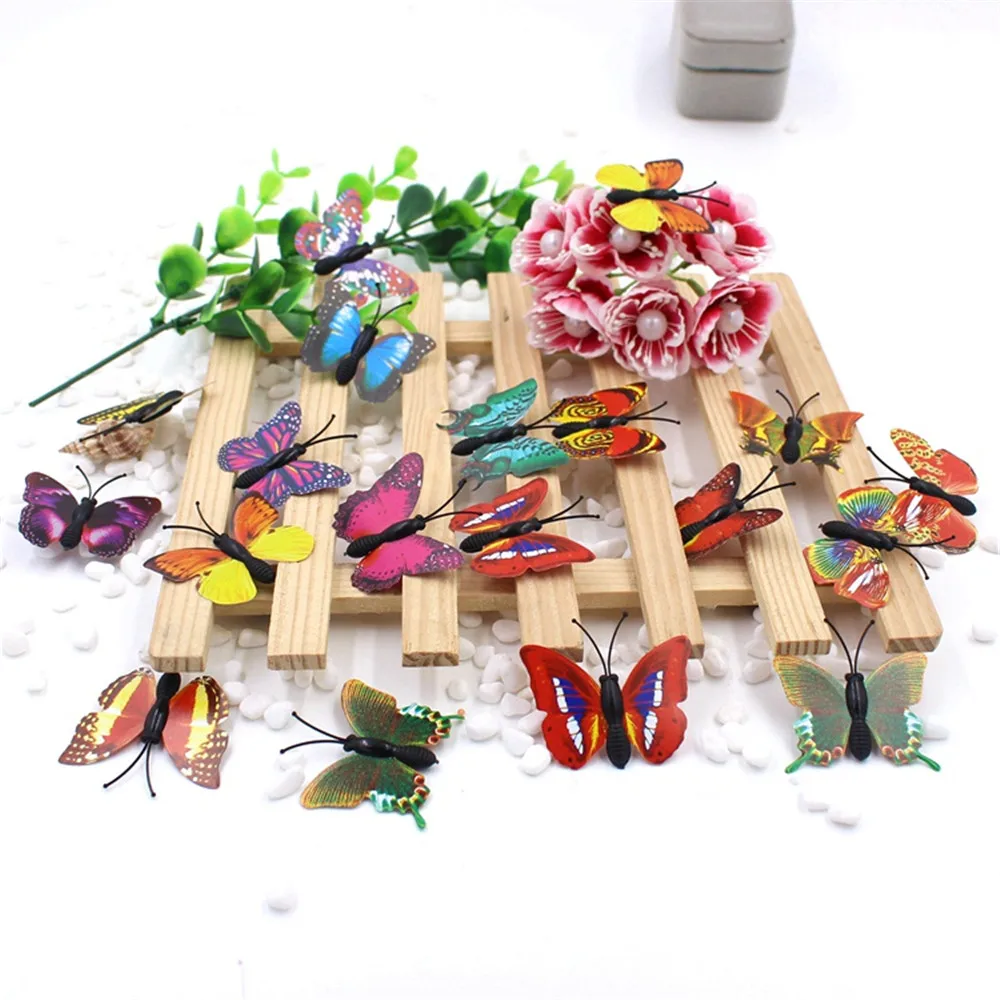 Горячая продажа 10 шт./пакет 3D пластиковая искусственная бабочка для свадебного