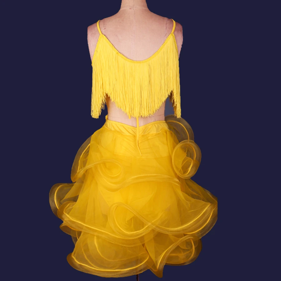 Новинка 2015 Года! Распрадажа! Новое желтое платье с бахрамой для латино