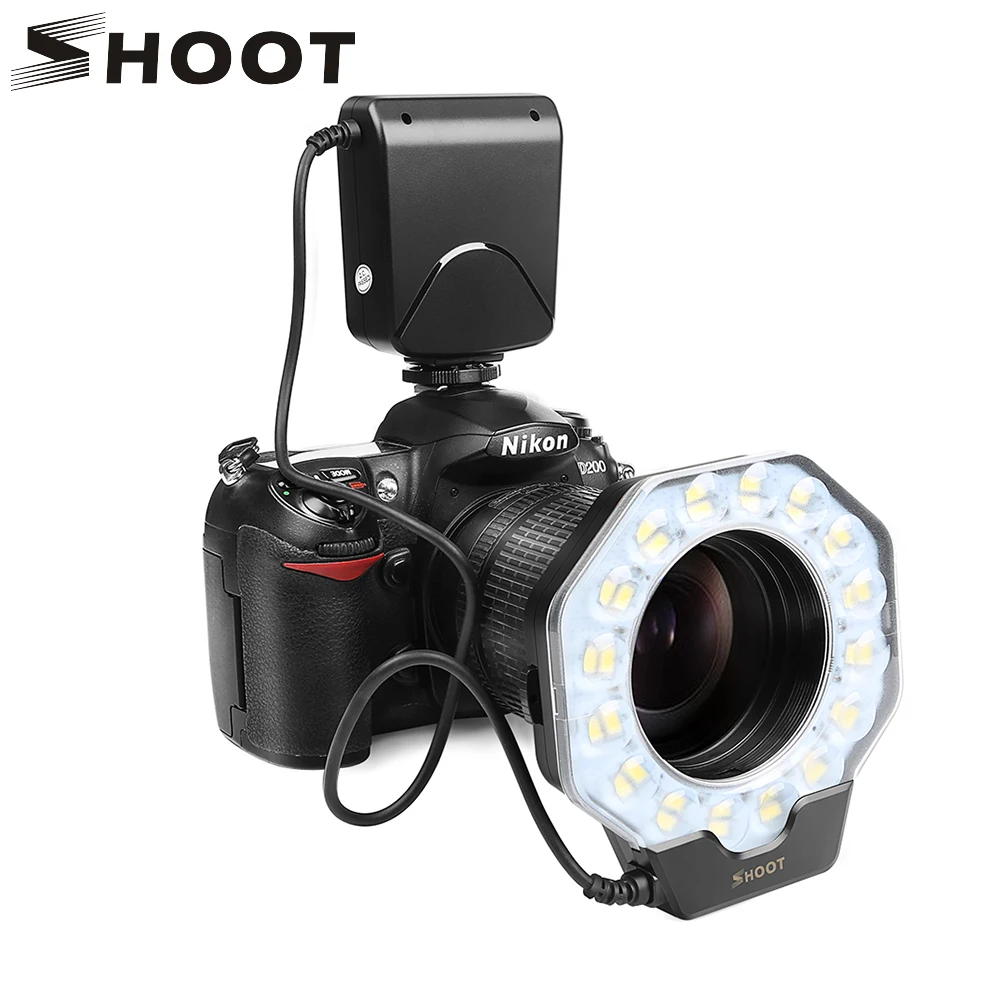 Снимать светодиодная кольцевая макровспышка совместима светильник для Nikon D5300 D3400 D7200 D750 D3100 Canon 1300D 6D 5D Olympus e420 Pentax K5 K50 Dslr Камера