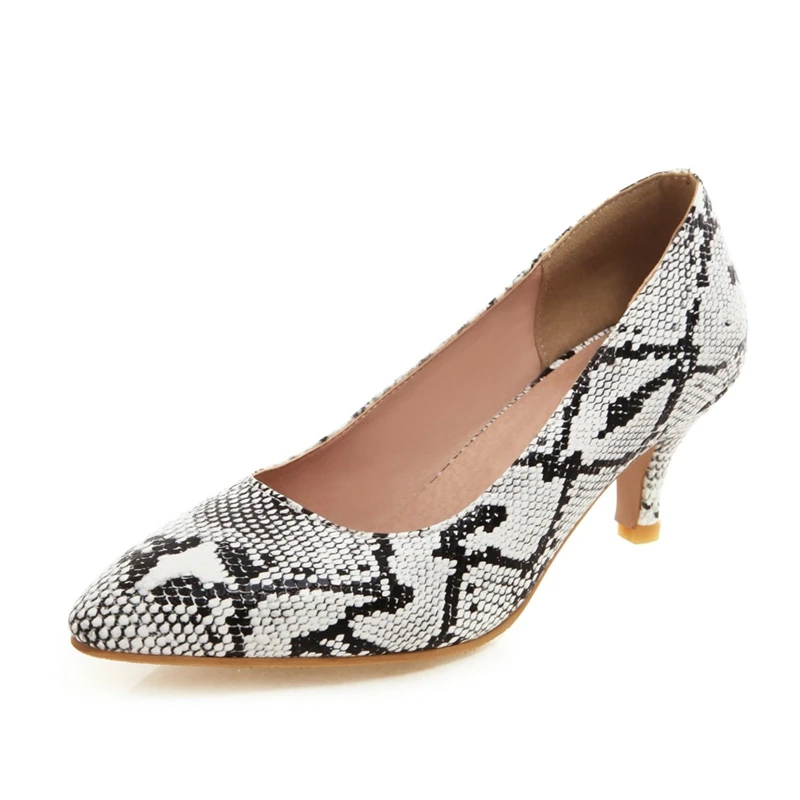 

ASILETO big size 46 47 48 snake printed women pumps shoes pointed toe slip on med heels stilettos party dress footwear chaussure