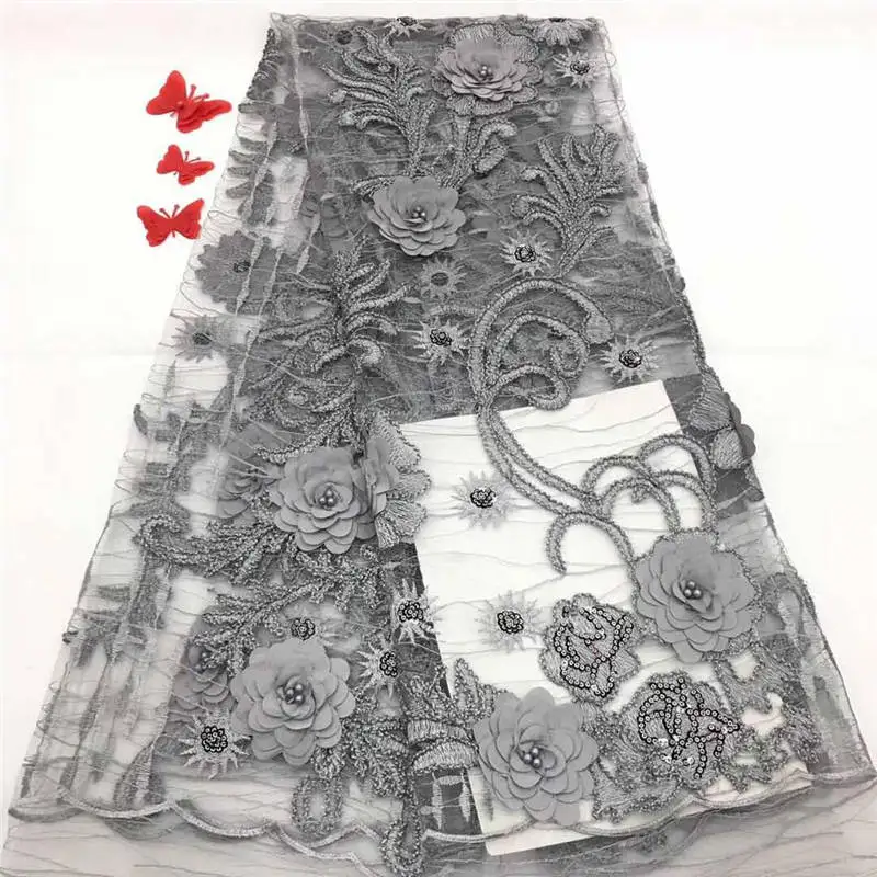2018 New Design Sky Blue France Tulle Lace With 3D Appliqued Fabric High Quality Latest African Noble Fab | Дом и сад
