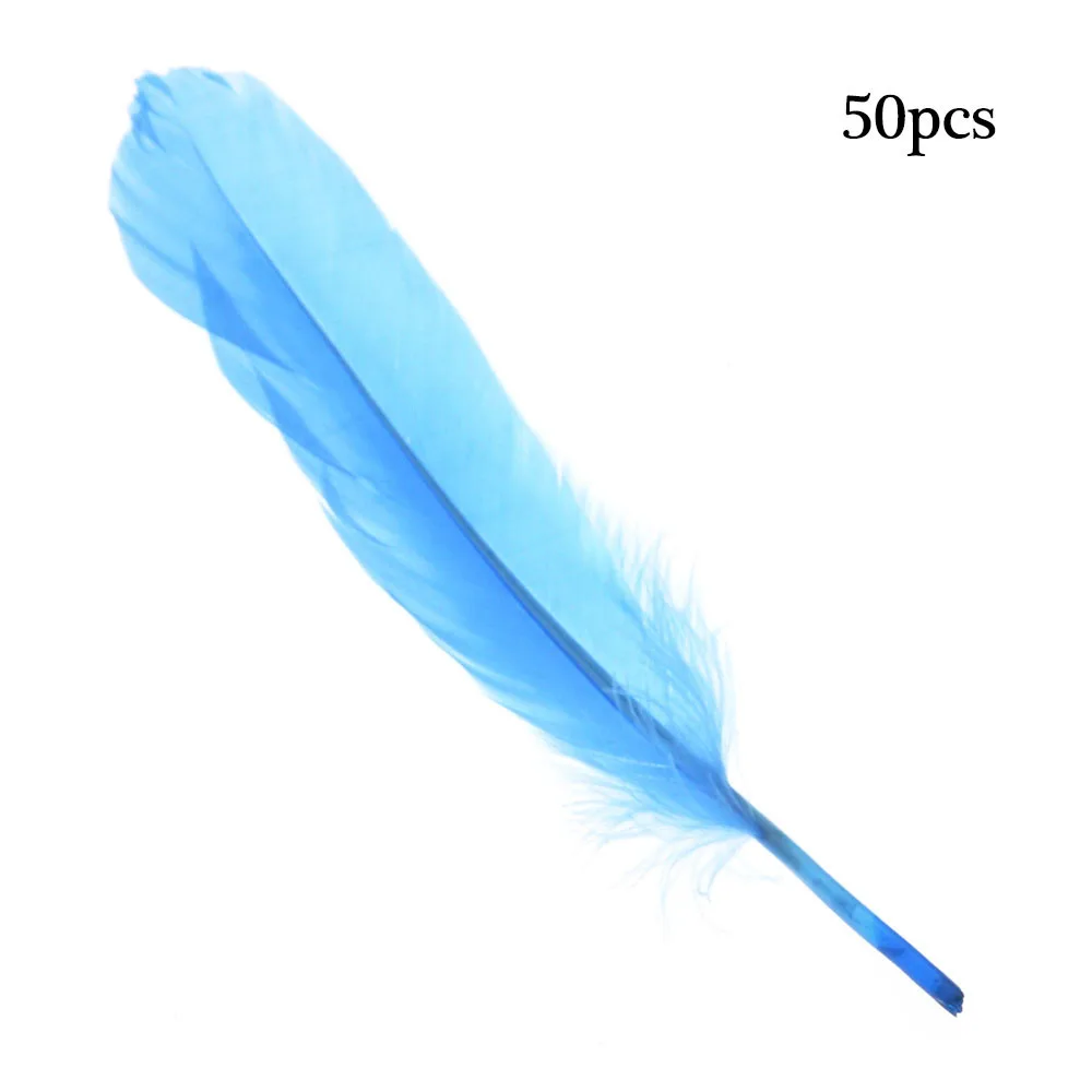 light blue 50 шт. натуральный гусь перо 15-20 см поделки DIY чистые перья для свадебного декора ювелирные изделия баллоны одежда украшения аксессуары - Цвет: light blue