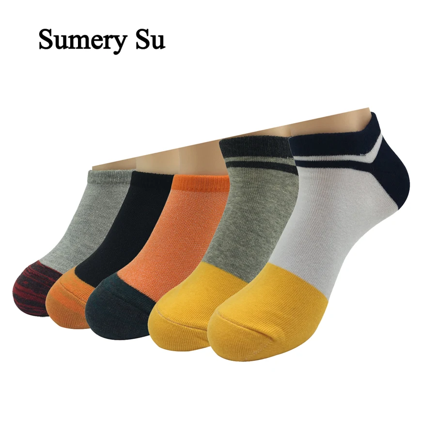 5 Pairs/Lot Ankle Socks Men Harajuku style Casual Running Outdoor No Show Low Cut Cotton Socks 2 Styles  Hot Sale