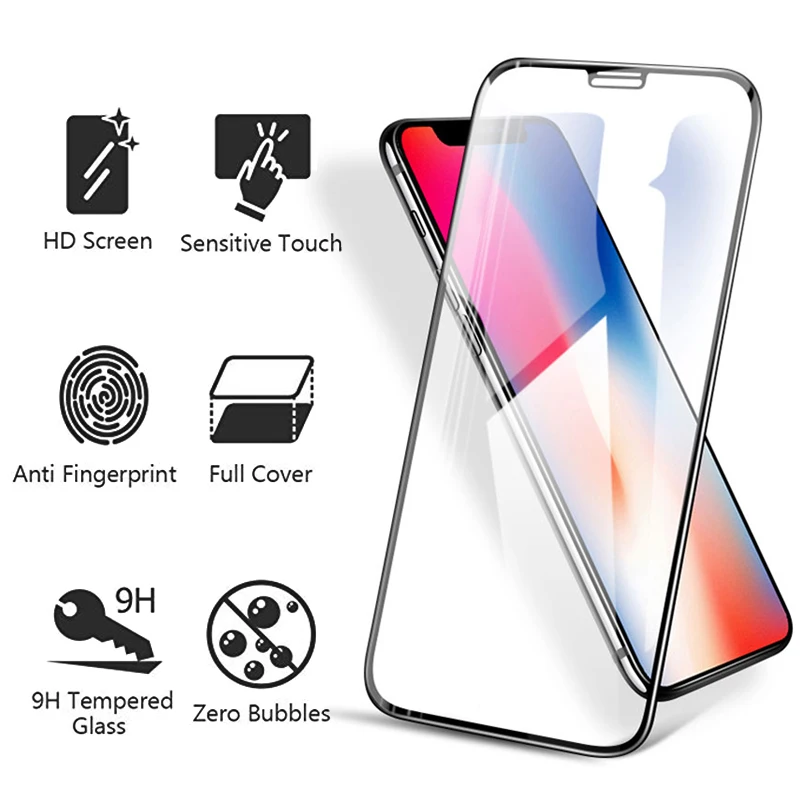 Protective glass on the for apple iphone x xr xs max screen protector film protection aphone ipone tremp xsmax tempered glas 9h | Мобильные