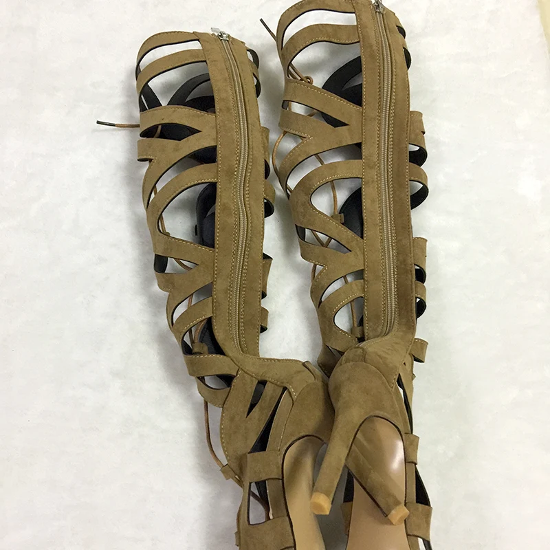 Kcenid/Большие размеры shoes32-46; пикантные сандалии-гладиаторы с открытым носком; Модные женские летние сапоги до бедра; открытые сапоги выше колена