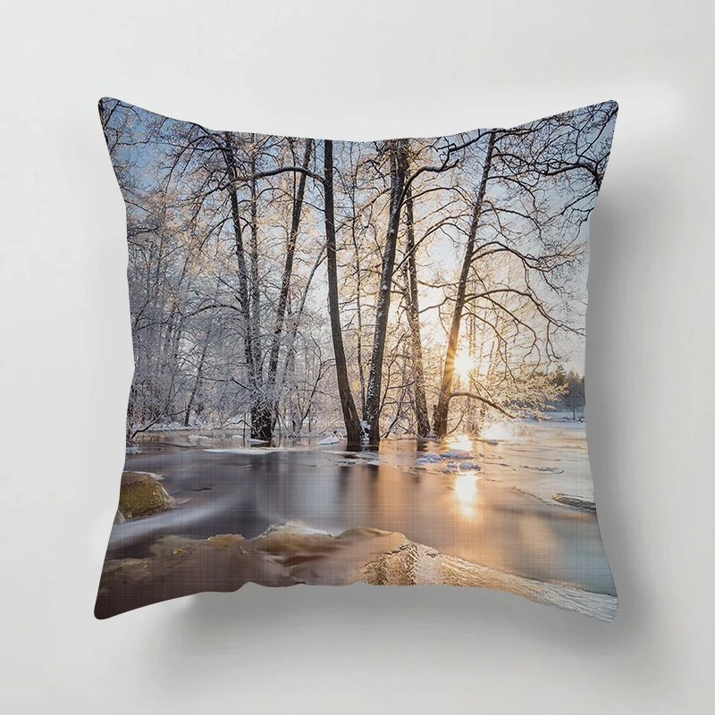GNORRIS Печать Декоративные Наволочки полиэстер пледы наволочка пейзаж Подушка с