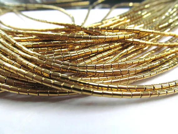 

wholesale lots 2x3mm 5strands hematite tube bar gold silver mixed color bead