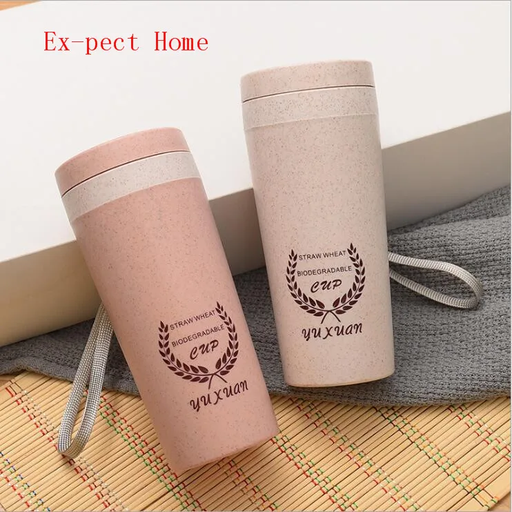 Taza de fibra de paja de mano, vaso de agua de regalo creativo con doble capa Maixiang, 40 Uds.-2