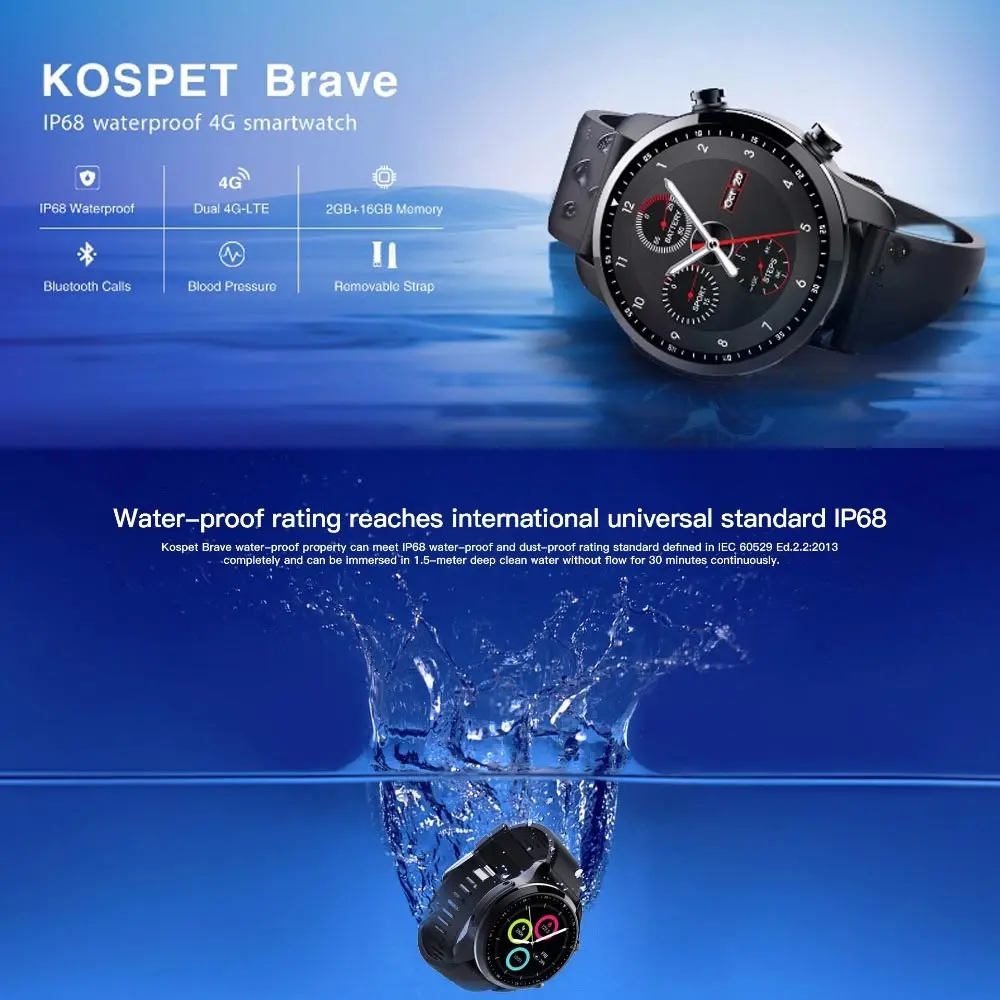 Смарт-часы Kospet BRAVE, экран ips, 1,39 дюймов, Смарт-часы 4G, шагомер для Xiaomi, samsung, IOS и Android