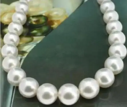 

free shipping Noble jewelry 12-13MM SOUTH SEAS white PEARL NECKLACE 17INCH