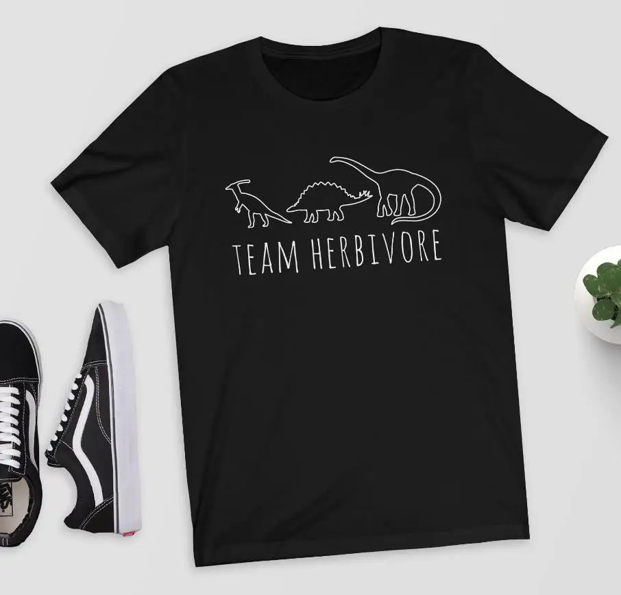 Женская хлопковая Футболка Team Herbivore Повседневная футболка с принтом динозавра