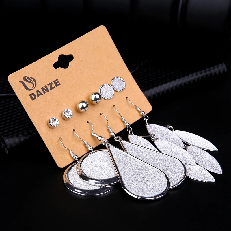 Danze 6 пар/лот золото Цвет Винтаж панк капли воды листьев матовые Кристаллические