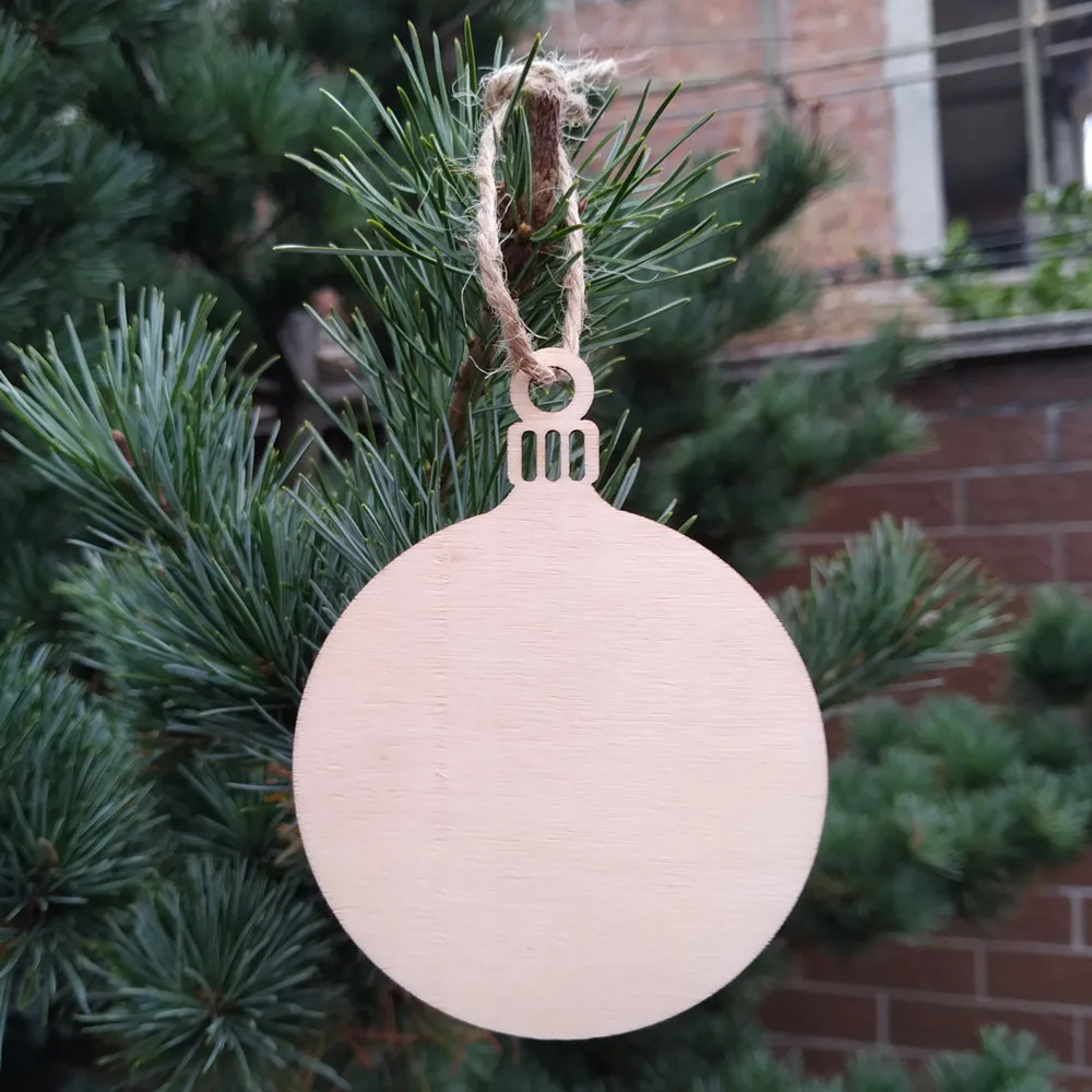 

DIY 10Pcs/set Wooden Round Christmas Bauble Birch Blank Decorations Gift Tag Craft Shapes