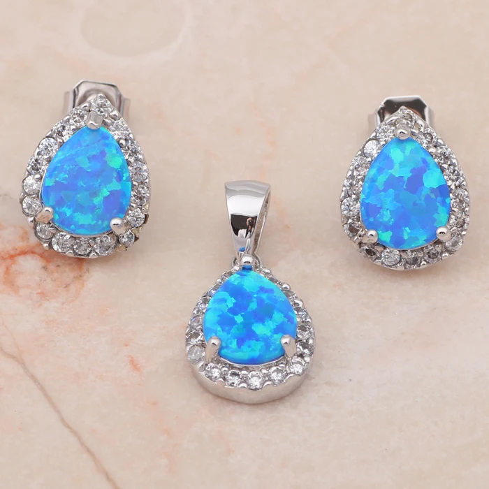 Замечательный дизайн Blue огненный опал Серебро штампованные Ювелирные изделия