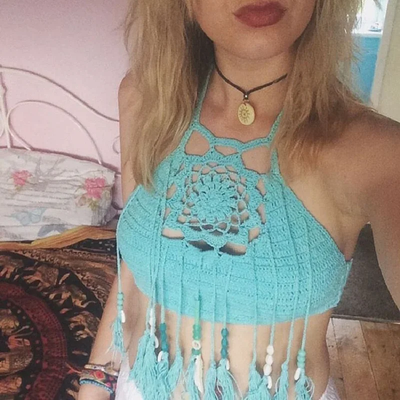 Женский купальник бикини сексуальный женский жилет с кисточками бюстгальтер