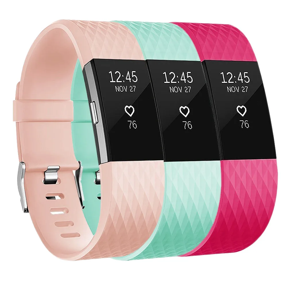 3 в 1 Смарт-часы для Fitbit Charge 2 силиконовый ремешок на запястье для Fitbit Charge 2 Смарт-часы браслет маленький большой
