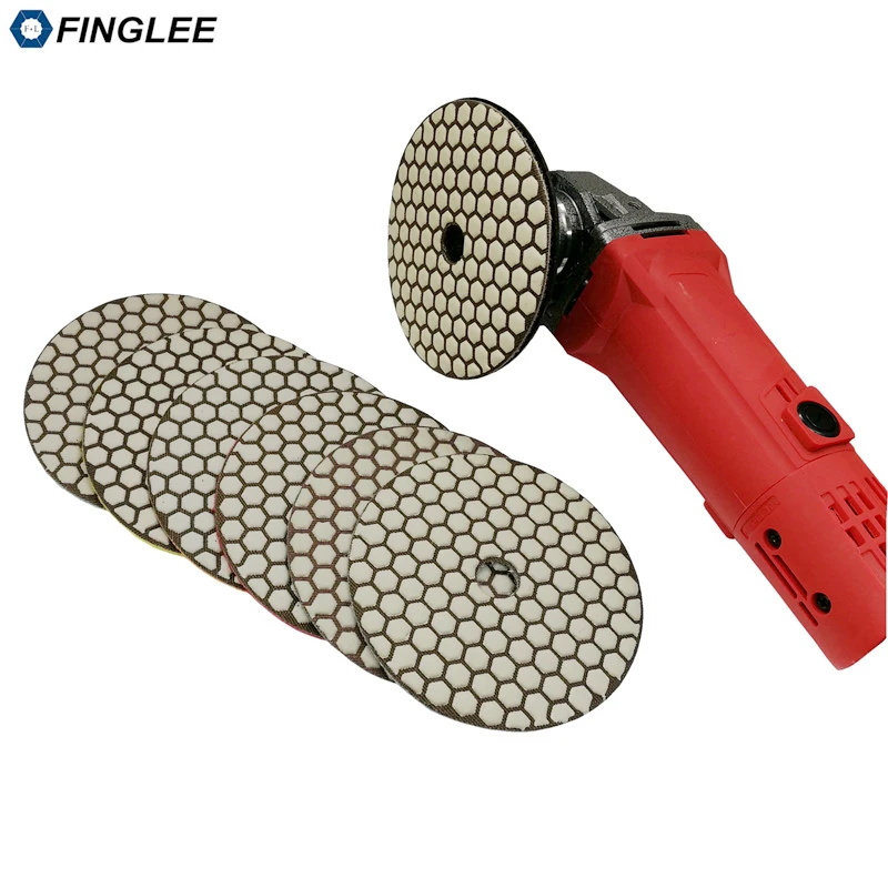 FINGLEE 7 шт./лот 5 дюймов сухой Алмазный полировальный коврик гранит мрамор бетон
