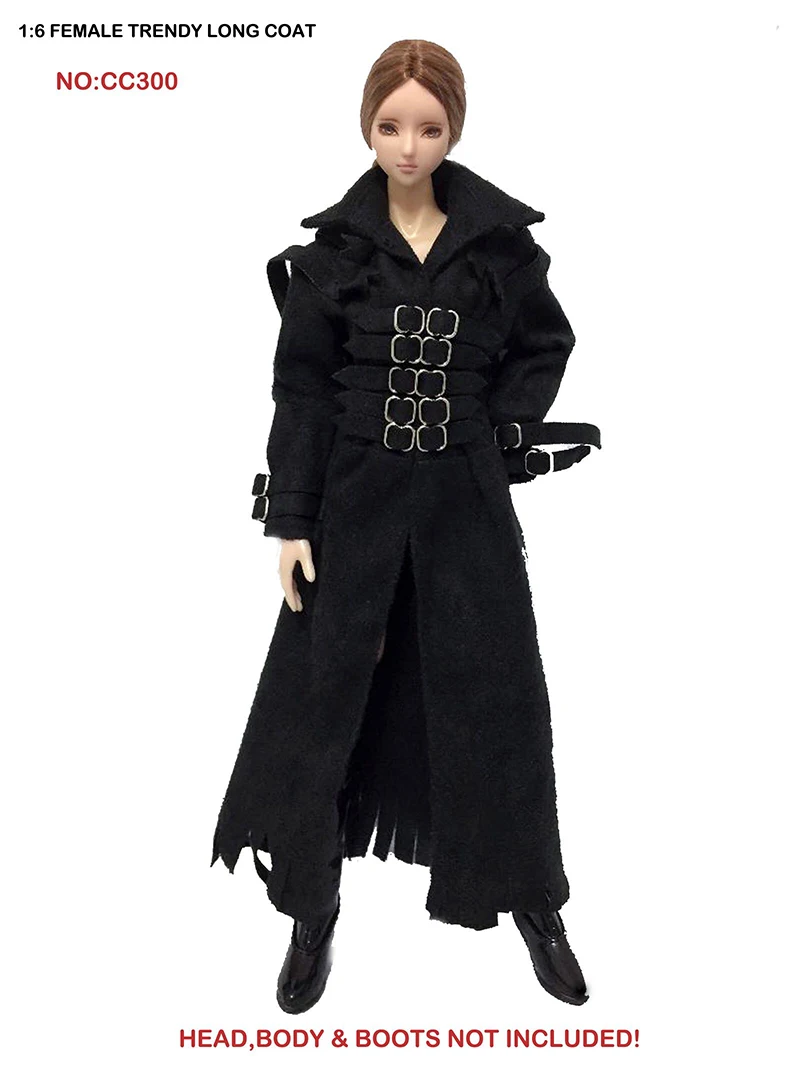 

1/6 Female Action Figures' Black Long Coat for 12''Bodies Accessories