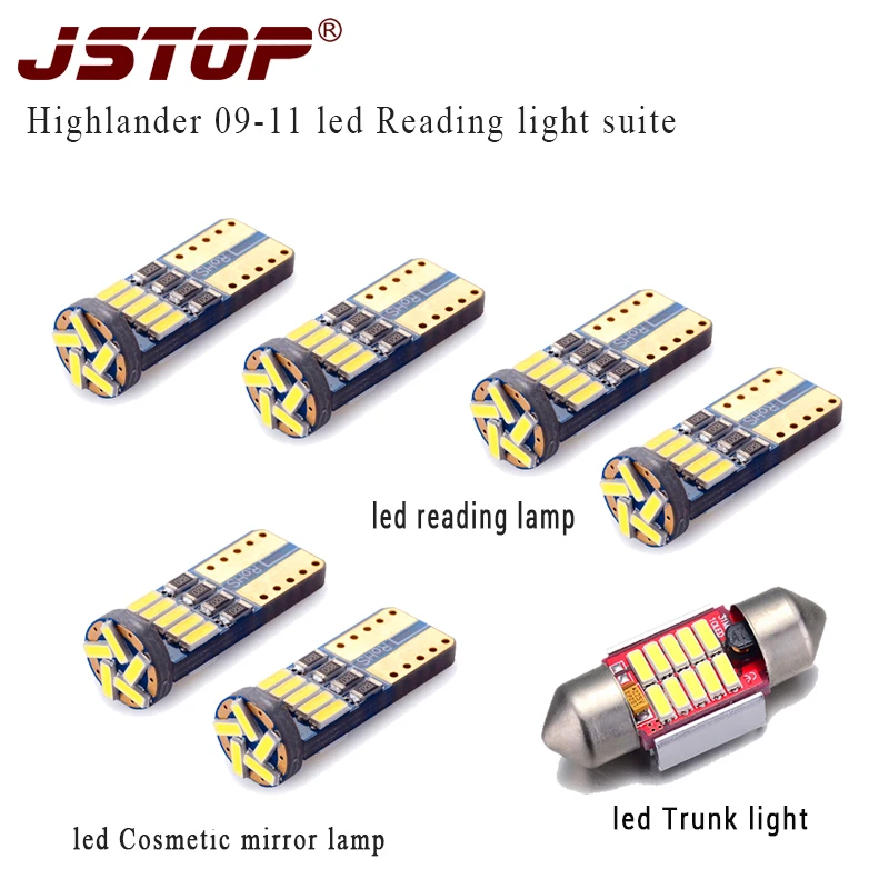 JSTOP 7 шт./компл. светодиодные лампы для чтения w5w t10 12 в 6000k 4014smd автомобильные 31 мм c5w