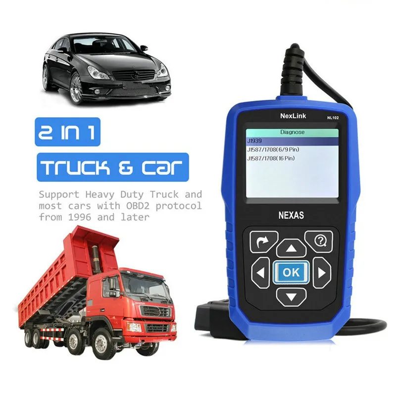 NEXAS NL102 сканер для тяжелых грузовиков OBDII / EOBD HDOBD и автомобилей диагностический