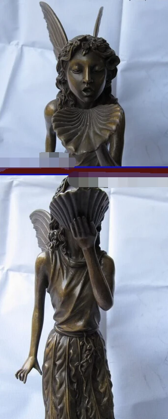 bir 007002 19 Western Art Bronze Copper Carved lovely Angel Angell Girl sculpture Statue | Дом и сад