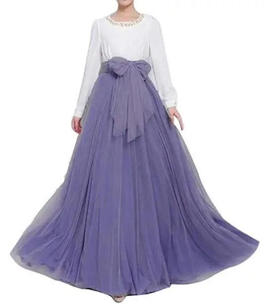 Dusty Lavender Женское бальное платье, Формальное, ТРАПЕЦИЕВИДНОЕ, пышное, с большим бантом, полная длина, вечерние, для подружки невесты, для свадьбы, юбка-пачка из тюля, юбка с высокой талией - Цвет: Dusty Lavender