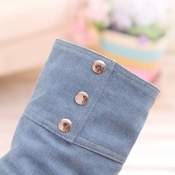 2015 г. новые дамские зимние сапоги пикантные теплые джинсовые ботинки обувь на