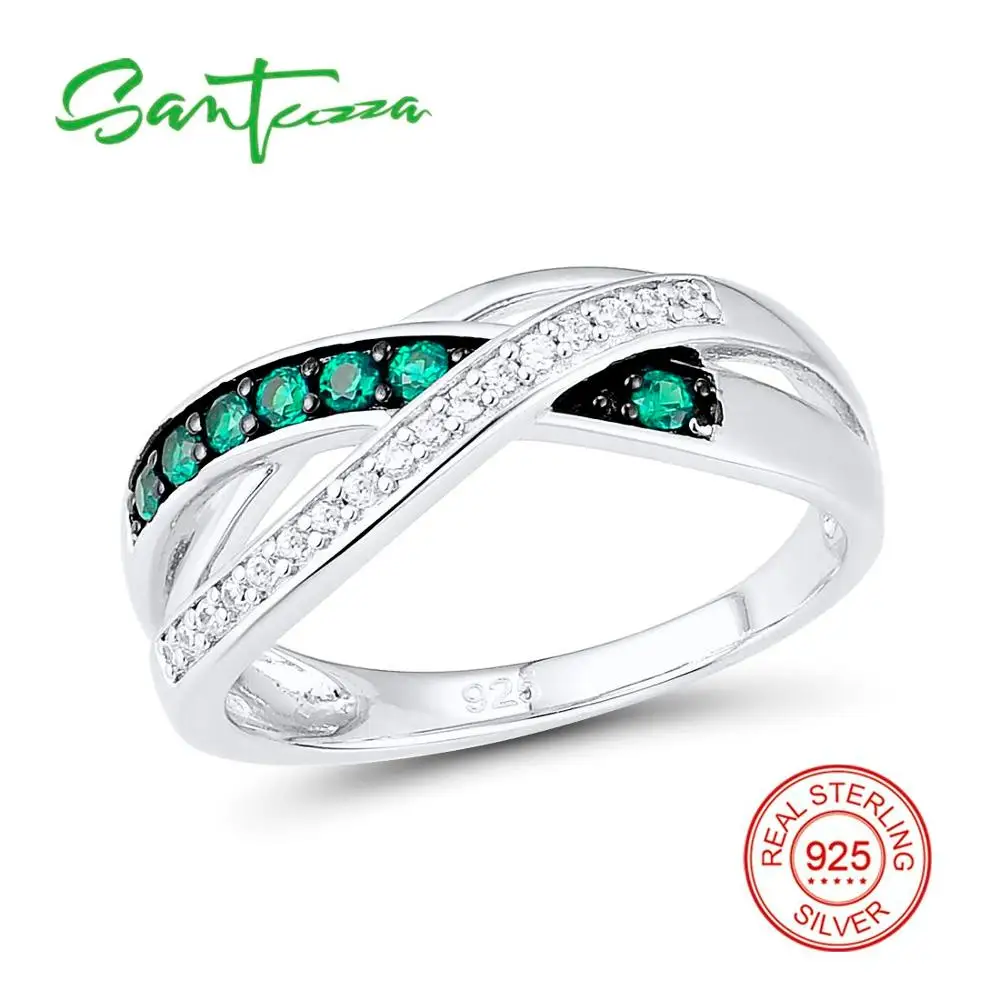 SANTUZZA, серебряные кольца для женщин, 925 пробы, серебряные, натуральные, зеленые камни, кольца для девушек, женские, вечерние, модные ювелирные изделия