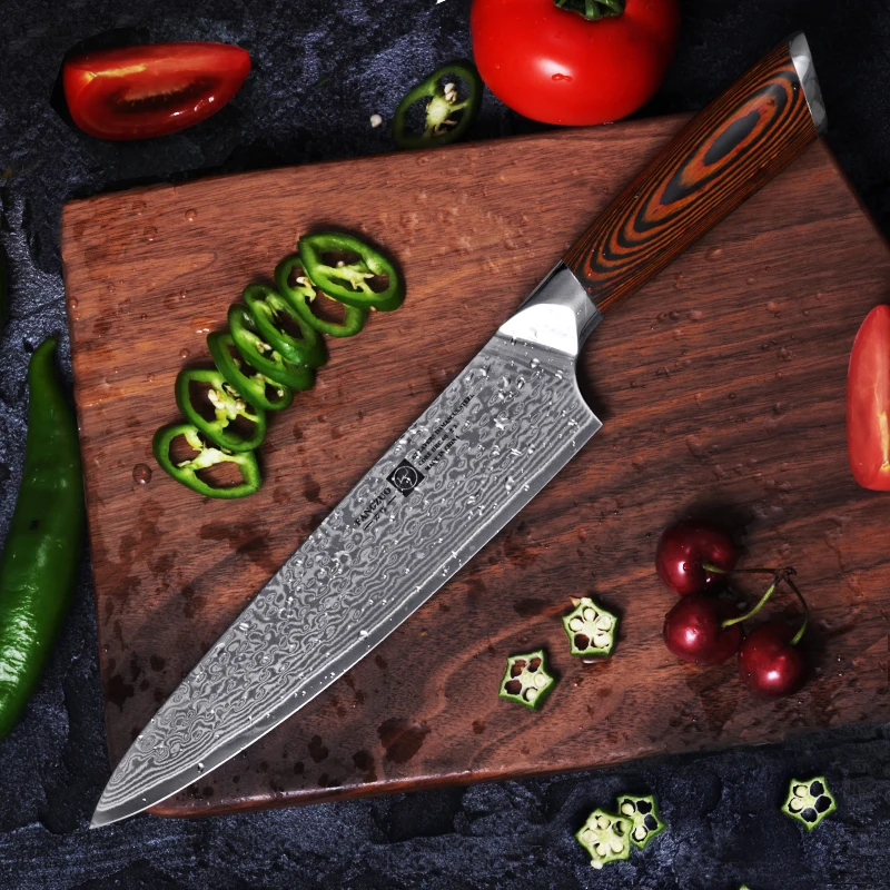 Ножи FANGZUO из дамасской стали шеф повар японский кухонный нож дамасская рукоятка