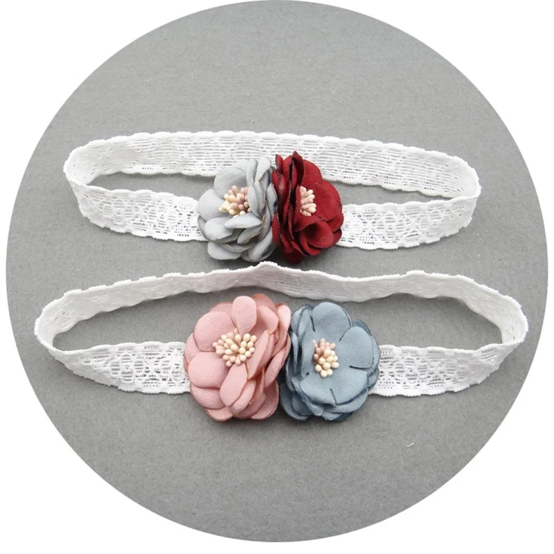 

New Lace Flower Headbands for Wedding Birthday Party Gifts Photos Beautiful Wholesale Little Girls Hair Accessories