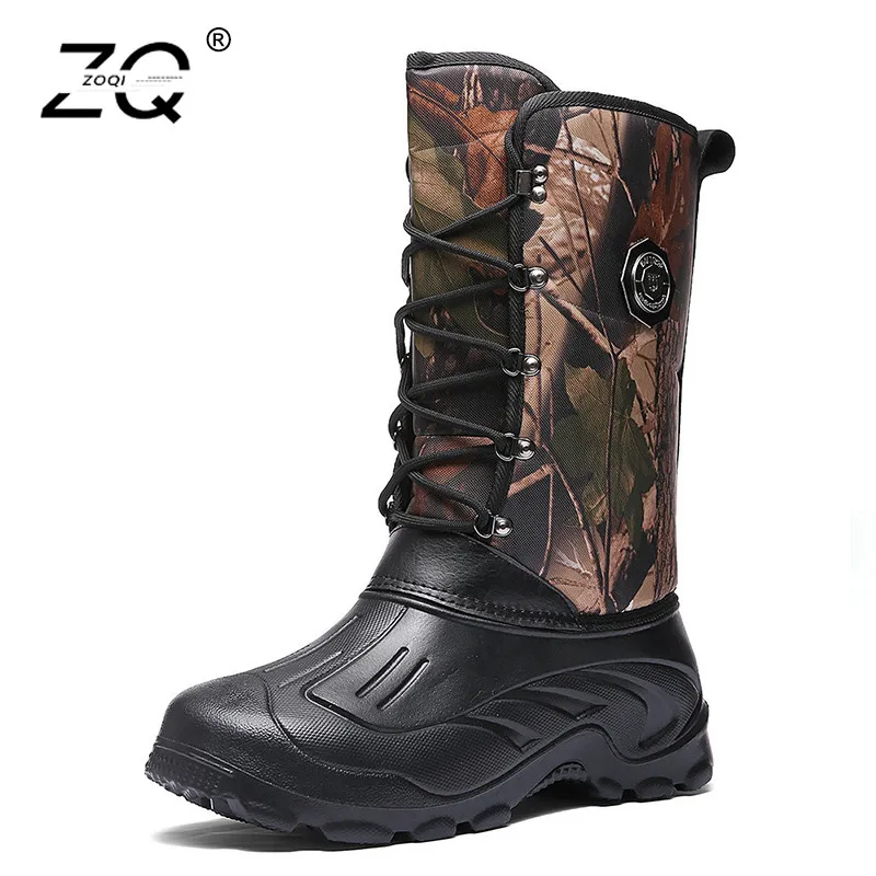 ZOQI Mid Calf Army Boots Men Sneakers Plus Fur Winter Snow Safety Shoes Super Lingt Combat Waterproof | Обувь