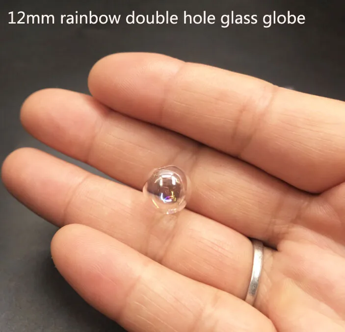 12 мм Радужный круглый стеклянный шар пузырь с двумя отверстиями стеклянные