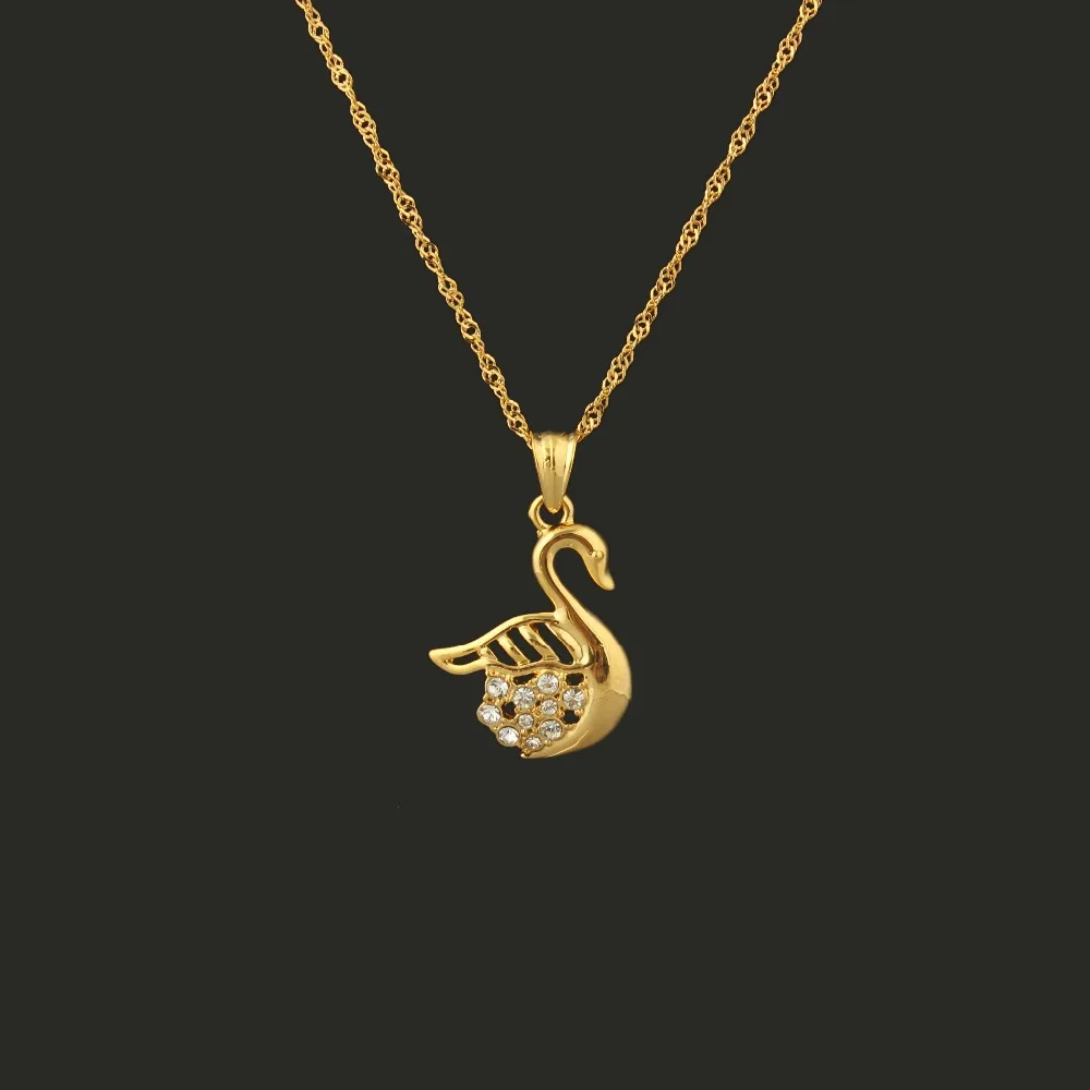 Модное ожерелье с подвеской золотого лебедя женская простая подвеска ювелирное