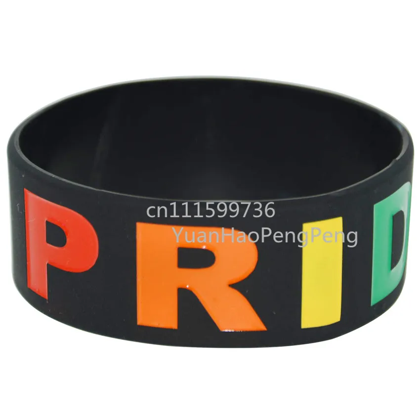 25pcs/lot Gay Pride Rainbow Colour Logo Silicone Debossed Filled in Wristband Bracelet |