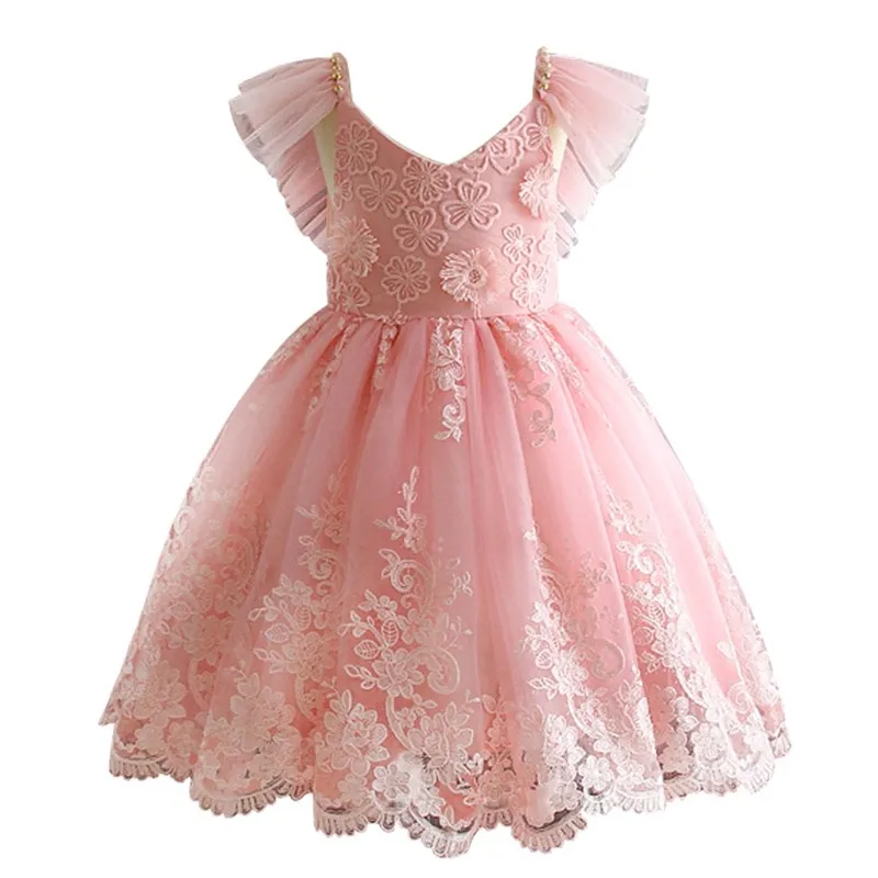 2019 New Summer Flower Dress Children Embroidered Backless Girls Dresses Princess Piano Prom Pageant Brithday Party Robe Fille | Детская