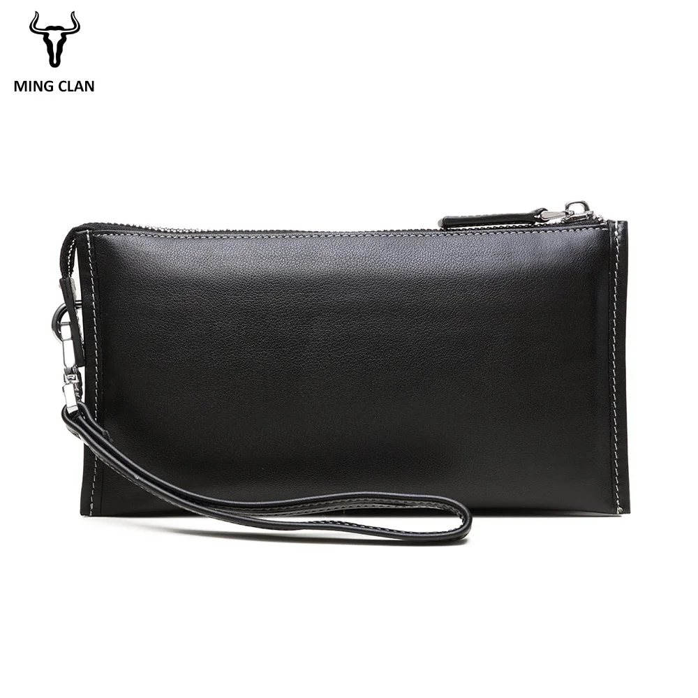 Mingclan Luxury Brand Male Leather Purse Men's Clutch Wallets Handy Bags Business Handbag Men Day Clutch Bag With Zipper Pocket