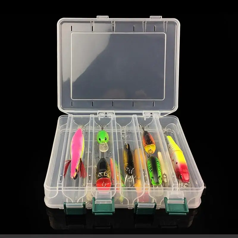 

Mounchain Portable Double Sided Plastic Lure Box 10 Compartments High Capacity Fishing Lures Boxes Fishing Tackle Container