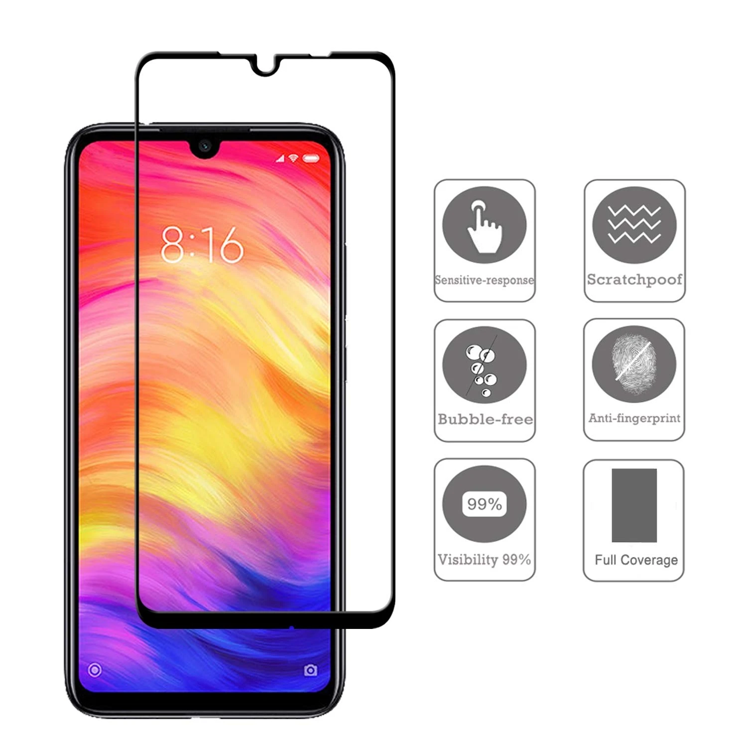 2.5D 9H Tempered Glass Screen Film for Redmi Note 7 Screen Protector Redmi Note 7 Pro Protective Film Xiaomi Note7 Front Cover