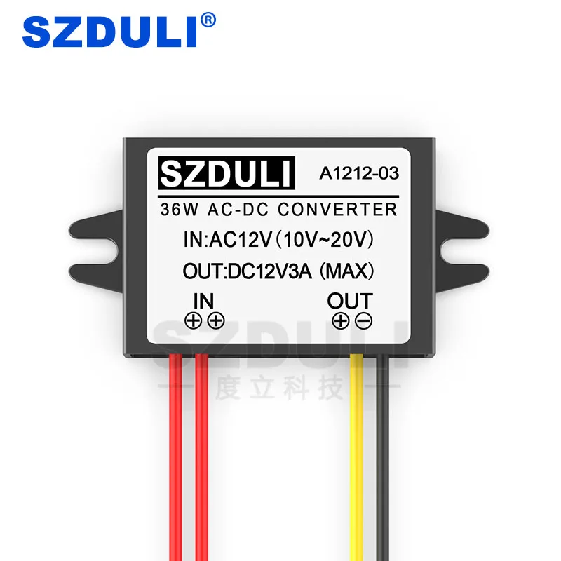 Ac12в к DC12V 3A AC к DC источник питания 10-20 в до 12 в 36 Вт трансформатор мониторинга Водонепроницаемый преобразователь CE RoHS
