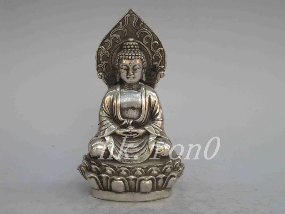 Изысканная китайская коллекция Старинной Ручной Тибетской серебряной статуи