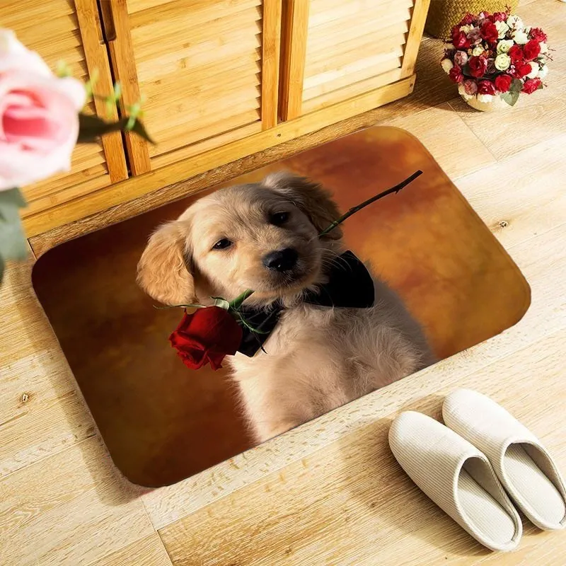 Уплотненный фланелевый мягкий коврик для двери красивые собаки фото Печатный