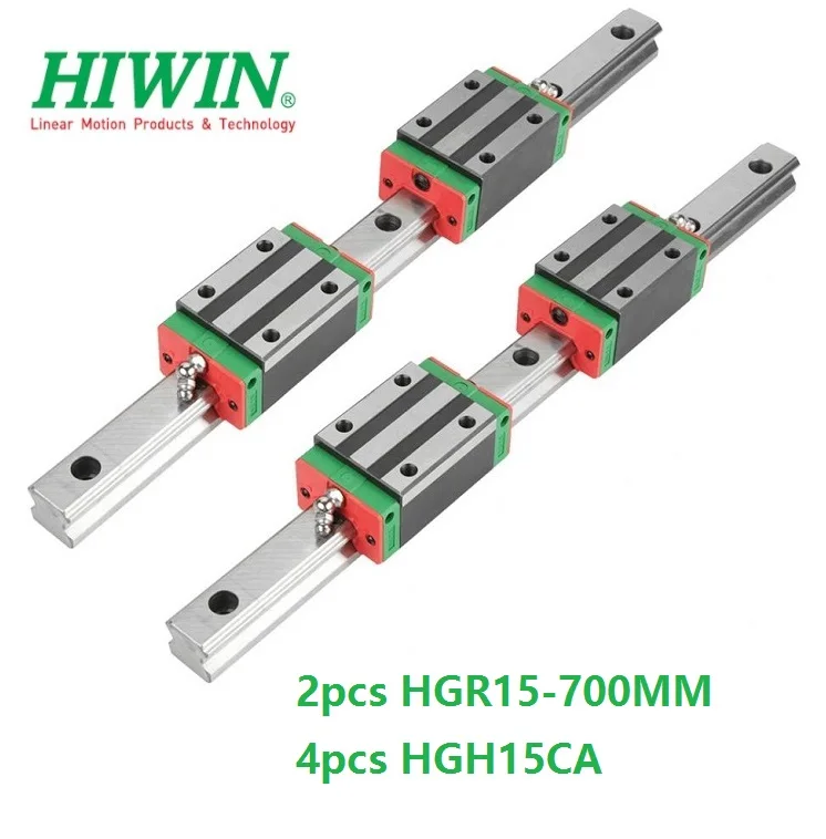 2 шт. 100% Оригинал Hiwin Линейная направляющая HGR15 700 мм + 4 HGH15CA или HGW15CA (HGW15CC) Линейный