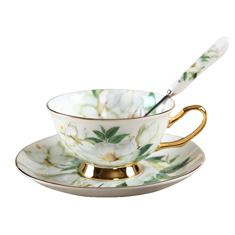 Классический Костяного Фарфора Чай Кофе Чашки и Блюдца Фарфоровая чашка блюдце