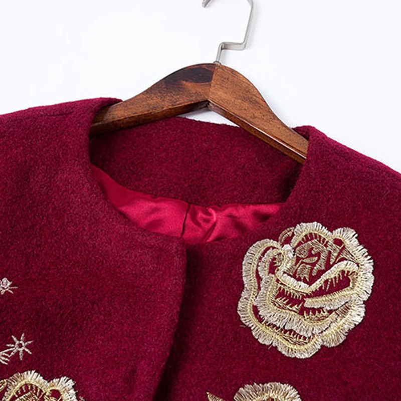 Женское шерстяное пальто среднего возраста осенне-зимняя одежда с национальной