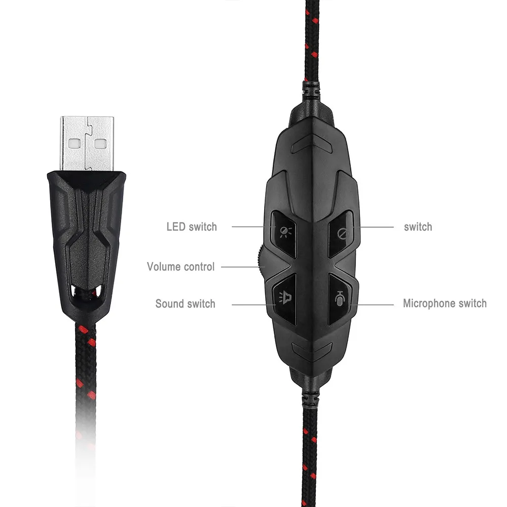 ONIKUMA K2 7,1 объемный звук USB игровая гарнитура шлем Проводная PS4 Xbox One головные уборы с микрофоном Регулятор громкости для компьютера