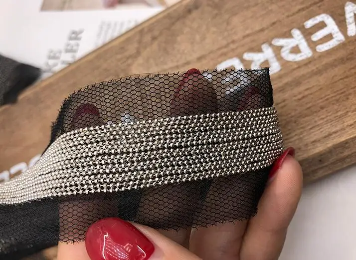15 rows silver chain 3 ярда 18 строк серебряная металлическая цепь кисточка ленты аксессуары кружево сетка металлическая бахрома отделка кружевная лента для обуви шляпа танцевальная одежда - Цвет: 15 rows silver chain