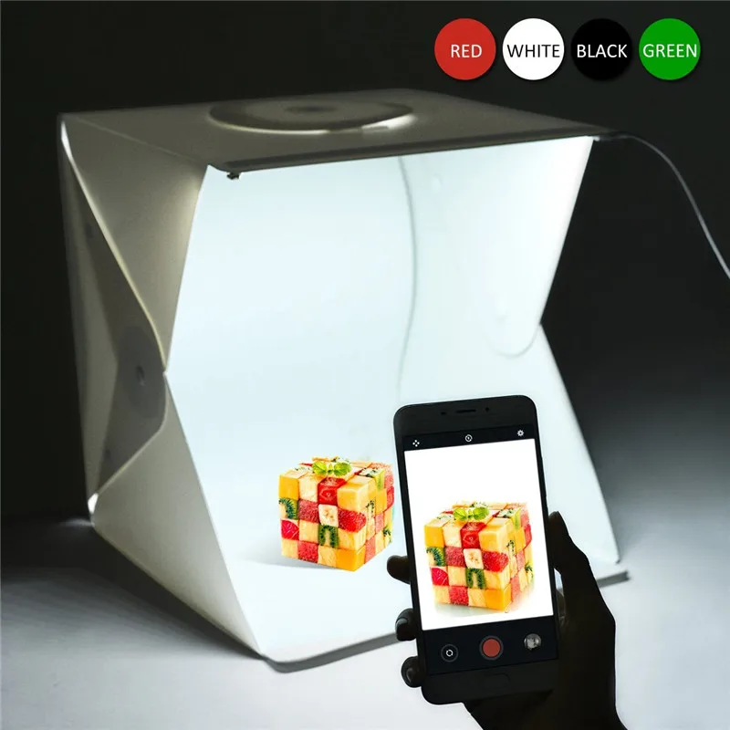 Portable Table Photo Studio Lighting Box 16 inch Mini Foldable LED Light Softbox Kit with 4 Colors Backdrops For Photography | Электроника